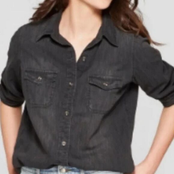 Universal Thread Black Denim Shirt XS - Picture 4 of 5